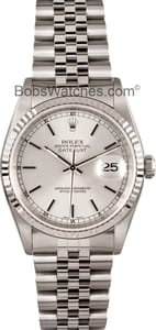Used Rolex DateJust Stainless 18k White Gold Bezel 16234