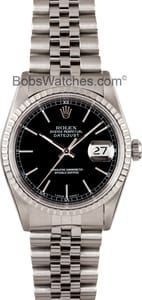 Pre Owned Rolex DateJust Stainless 18k White Gold Bezel 16220