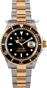 Used Rolex Men's Submariner Steel & Gold Black Face 16613