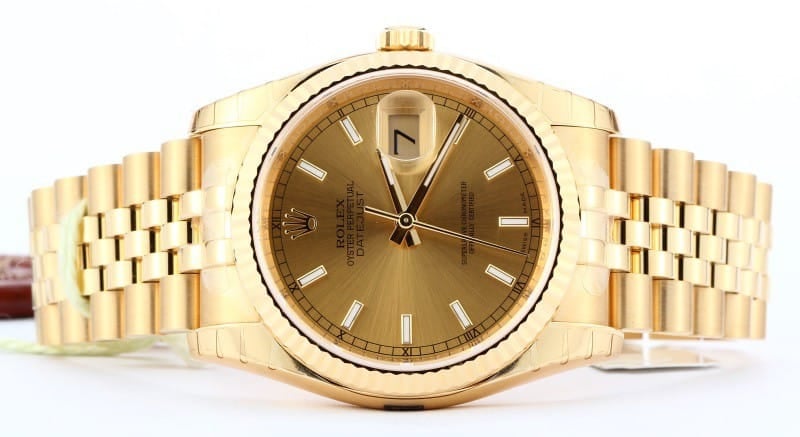 Rolex Datejust White Dial Automatic 18kt Yellow Gold Watch 116238WSJ