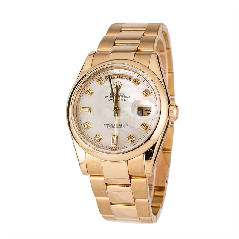Pre-Owned Rolex Day-Date 118208 MOP Diamond Dial