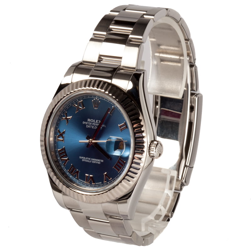Pre-Owned Rolex Datejust 116334 Blue Roman Dial Watch