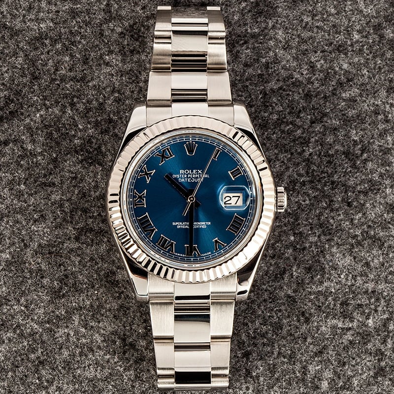 Pre-Owned Rolex Datejust 116334 Blue Roman Dial Watch