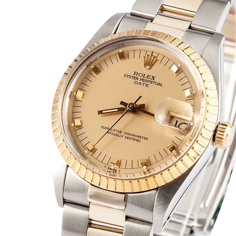 Men's Pre Owned Rolex Date Stainless and Gold 15053