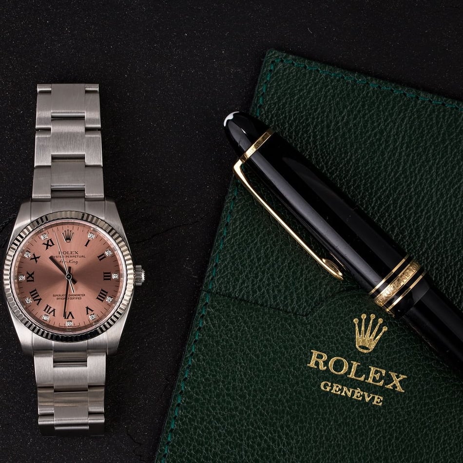 Rolex Air-King 114234 Salmon Diamond Roman Dial