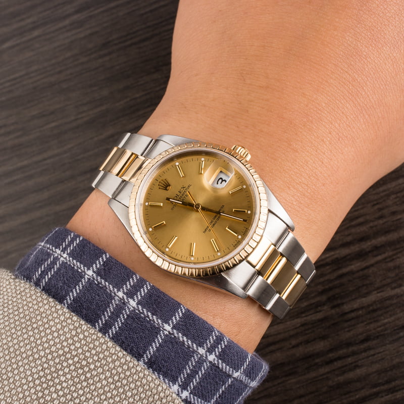 Used Rolex Oyster Perpetual Date 15223 Two Tone T