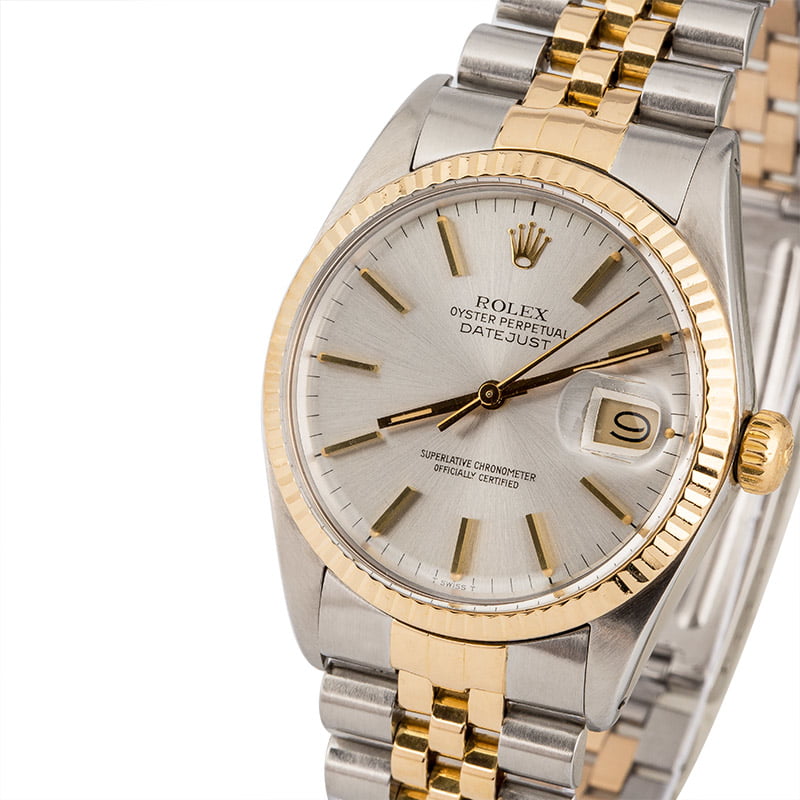 PreOwned Rolex Datejust 16013 Silver Dial Two Tone Jubilee