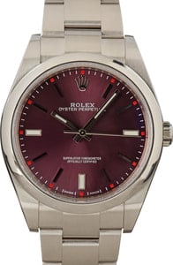 Rolex Oyster Perpetual 39MM Stainless Steel, Smooth Bezel Red Grape Index Dial, B&P (2020)