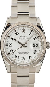 Used Rolex Date 115234 White Dial