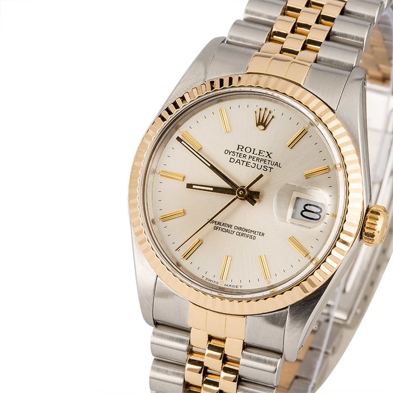 Certified Rolex Datejust 16013 Silver Index Dial