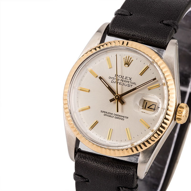 Pre Owned Rolex Two-Tone Datejust 16013 Leather Bracelet