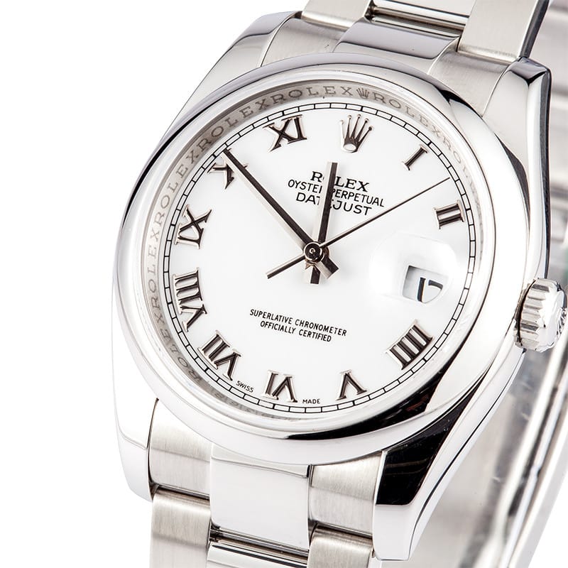 rolex datejust white roman numerals