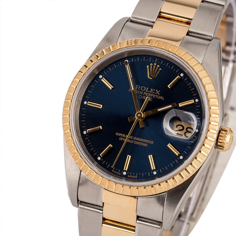 Pre Owned Blue Dial Rolex Date 15223