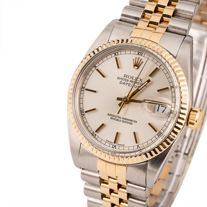 PreOwned Rolex Two Tone Datejust 16013 Silver Dial