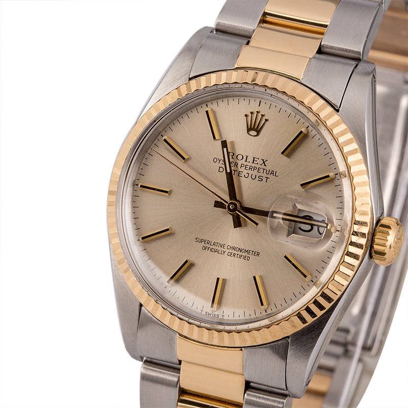 Used Rolex Datejust 16013 Silver Dial Two Tone Oyster T