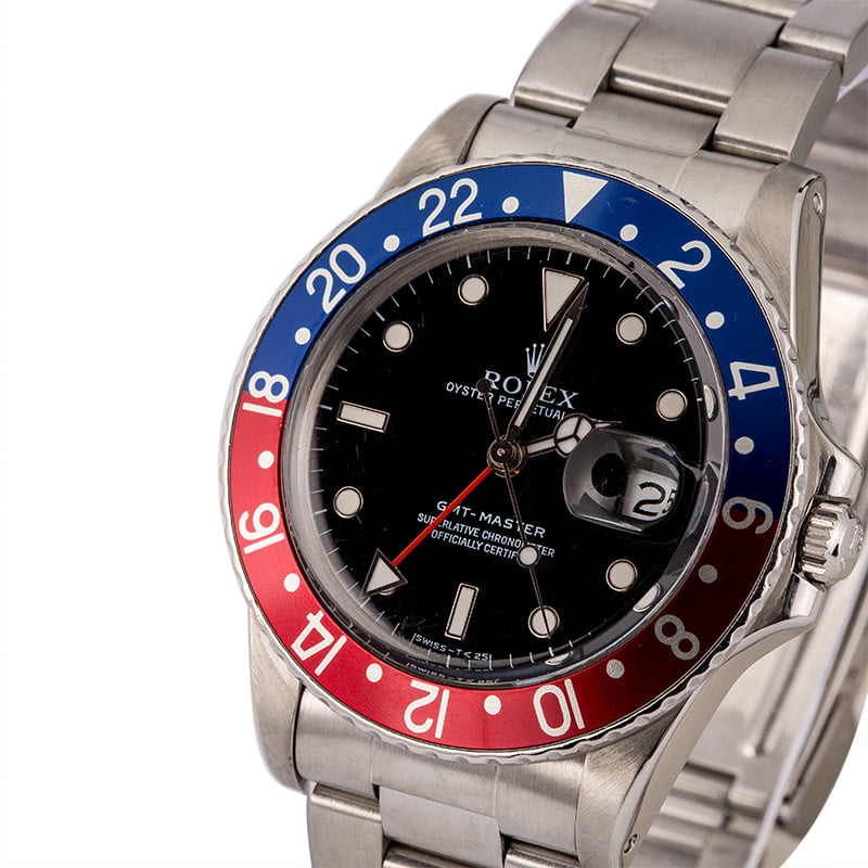 Pre-Owned Rolex Pepsi GMT-Master 16750 Black Dial