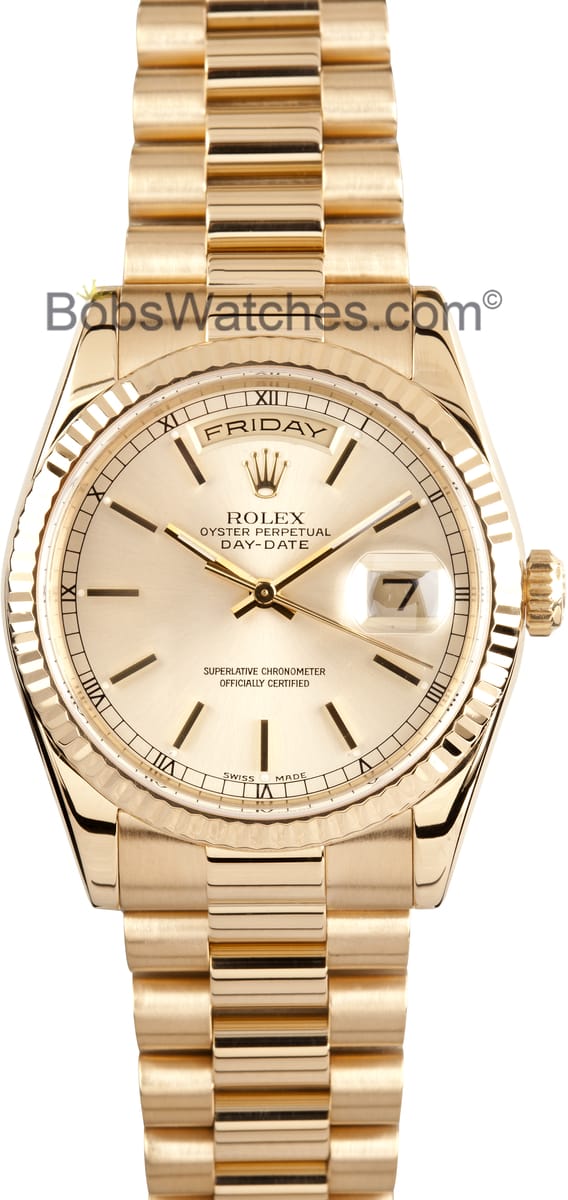 Rolex Presidential Gold DayDate 118238 Gold Bezel Get Low Prices