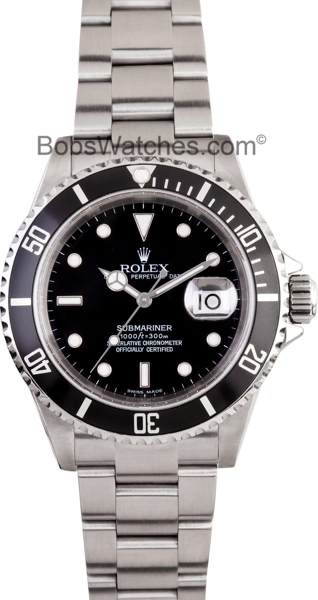 Rolex Submariner 16610 No Holes Case Save on Authentic Rolex