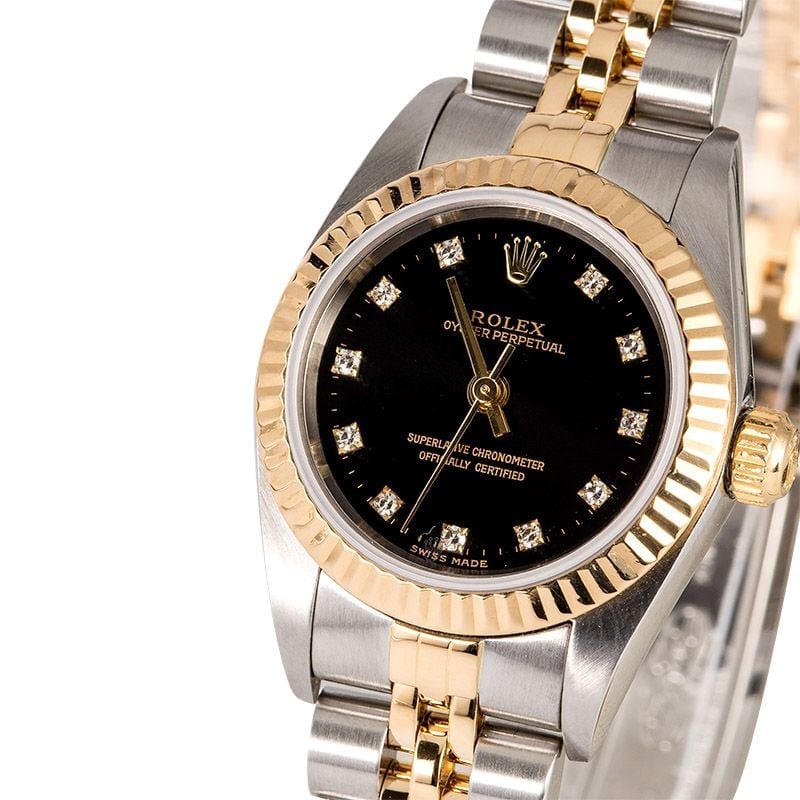 Ladies Pre Owned Oyster Perpetual Stainless and Gold Watch 76173