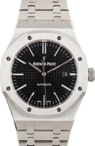 Pre-Owned Black Dial Audemars Piguet Royal Oak Stainless Steel
