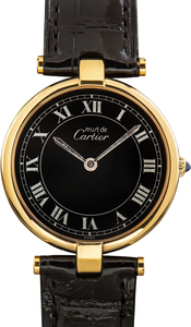 Pre-Owned Must de Cartier Vendome Black Roman Dial