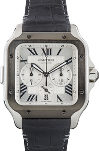 Pre-Owned Santos de Cartier Chronograph WSSA0017 Extra Large Model