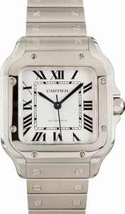 Cartier Santos Silver Roman Dial