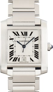 Used Silver Roman Dial Cartier Tank Francaise Ref W51002Q3
