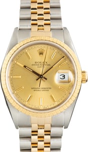Used Two Tone Rolex Date Champagne Dial Ref 15223