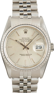 164528 Pre-owned Rolex Datejust 16220 Silver Dial