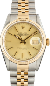 192279 Pre-Owned Two Tone Rolex Datejust 36 Ref 16233 Champagne Dial