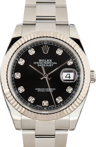 188723 Pre-Owned Rolex Datejust 41 ref 126334 Black Diamond Dial