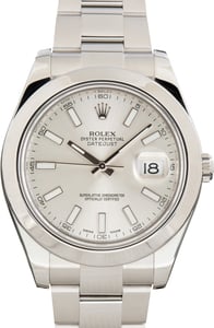 Used Rolex Datejust II Stainless Steel Ref 116300 Silver Dial