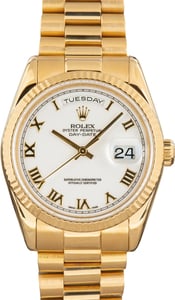 Used Rolex Day-Date 36 Ref 118238 White Roman Dial