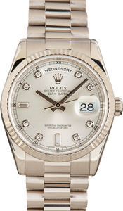Pre-Owned Diamond Dial Rolex Day-Date 36 Ref 118239 18k White Gold