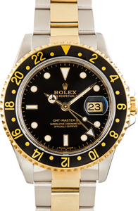 Used Black Dial Rolex GMT-Master II Ref 16713 Steel & 18k Yellow Gold