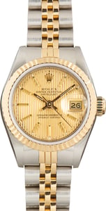 Used Two Tone Lady Rolex Datejust Champagne Tapestry Dial Ref 69173