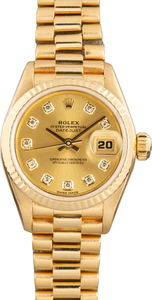 Used Lady Rolex Datejust Ref 69178 Champagne Diamond Dial