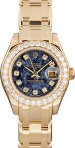 Ladies Rolex Datejust Ref 80298 18k Yellow Gold Pearlmaster