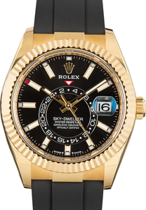 Used 18k Yellow Gold on Oysterflex Rolex Sky-Dweller Ref 336238 Black Dial