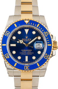 Used Two Tone Rolex Submariner Ref 116613LB Bluesy