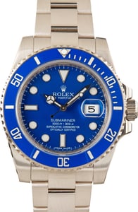 Pre-Owned Rolex Submariner Ref 116619 18k White Gold Blue Smurf