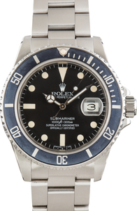 Vintage Rolex Submariner Stainless Steel 16800 Faded Bezel