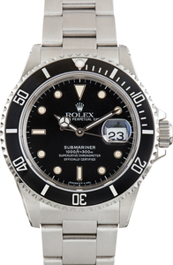 Vintage Rolex Submariner Ref 16800 Glossy Black Dial