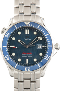 Used Stainless Steel Omega Seamaster Blue Wave Dial