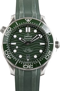 Used Green Omega Seamaster Diver 300M Steel on Rubber