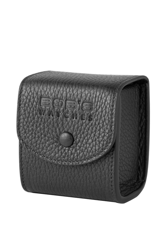 Italian Leather Watch Travel Cube - Black