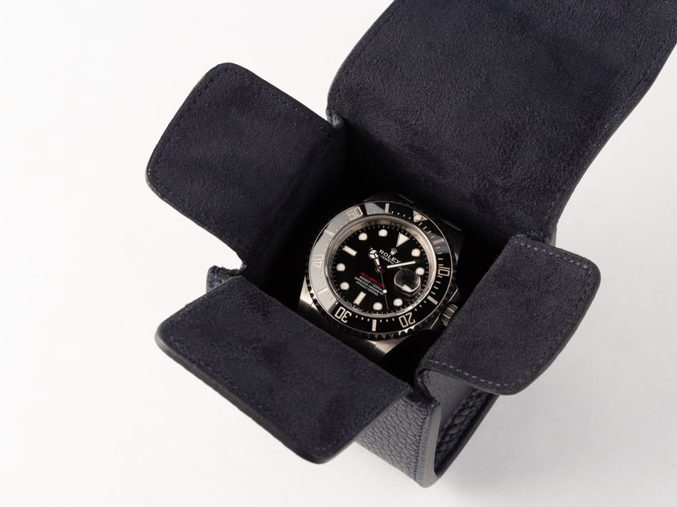 Italian Leather Watch Travel Cube - Dark Blue