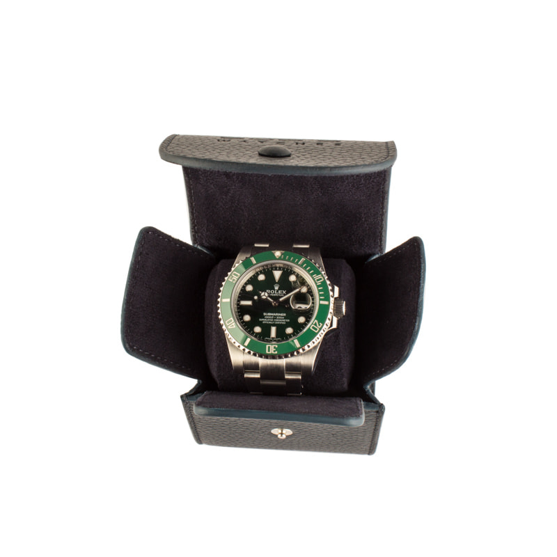 Italian Leather Watch Travel Cube - Petrolio