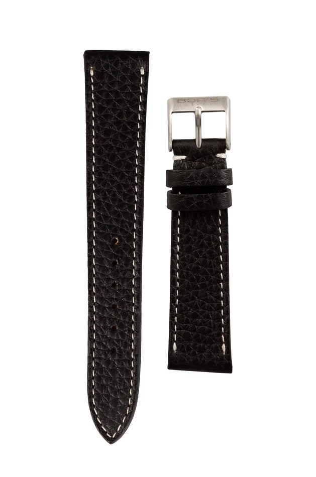 Italian Leather Watch Strap Black - 19mm